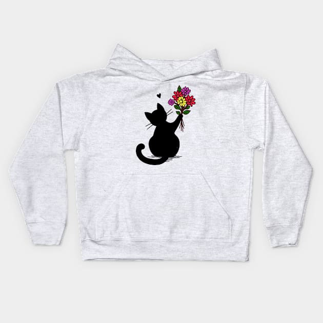 Romantic Cat Kids Hoodie by Lovely Animals